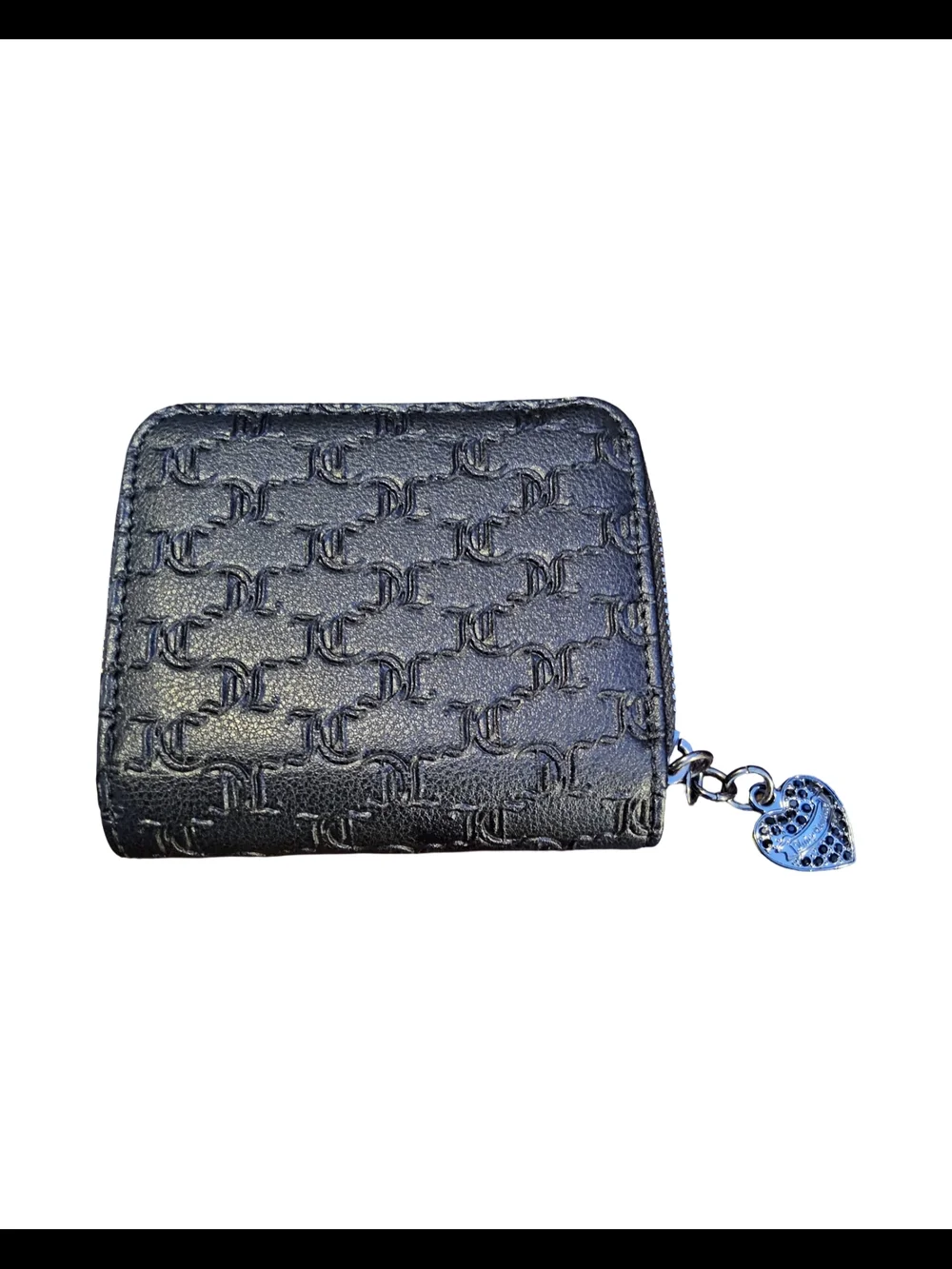 NWOT Juicy Couture Black Embossed Mini Wallet with Heart Charm